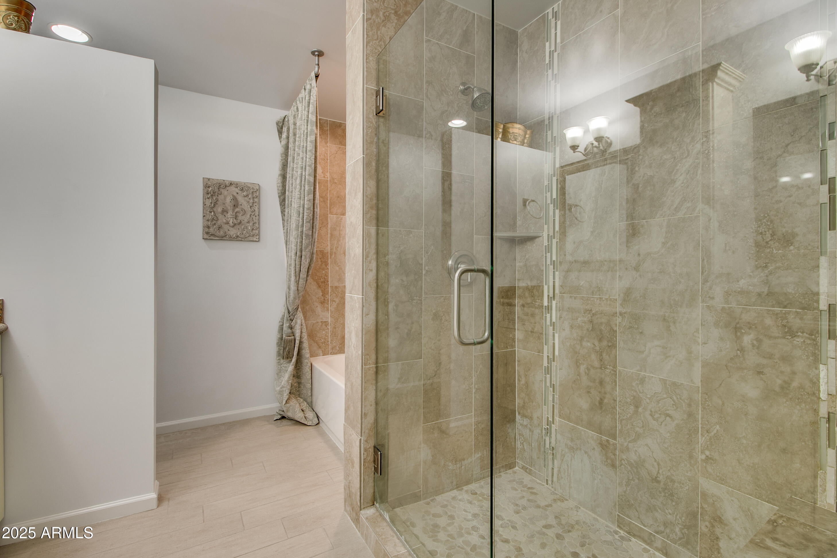 2017 West Edgemont Avenue Phoenix, AZ 85009 - Photo 27 of 53 a bathroom with a shower and a glass door