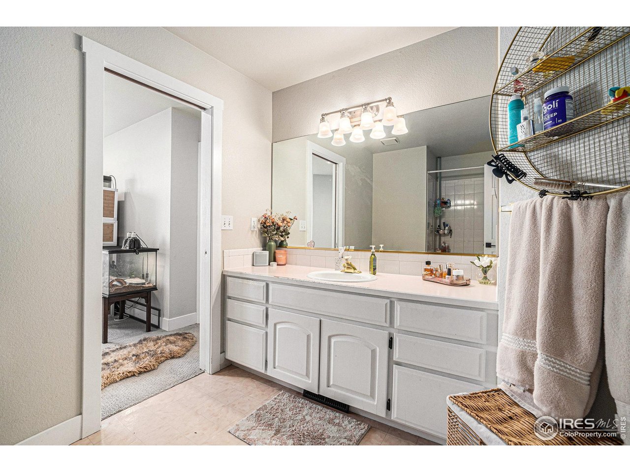 4615 Kitchell Way Fort Collins, CO 80524 - Photo 23 of 41 a bathroom with a sink a mirror and a shower