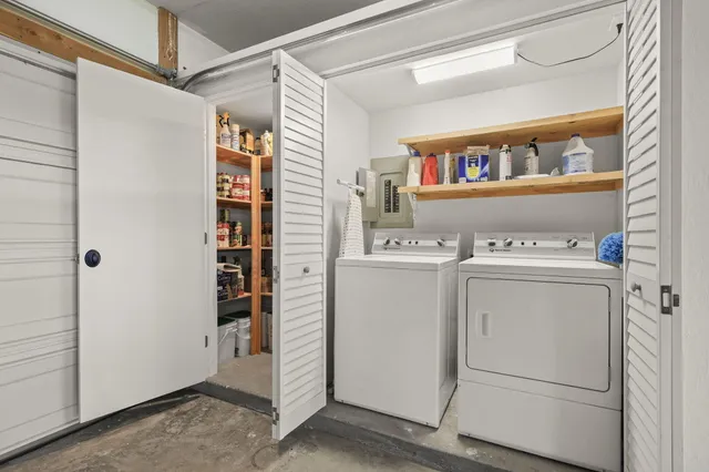a utility room with dryer and washer