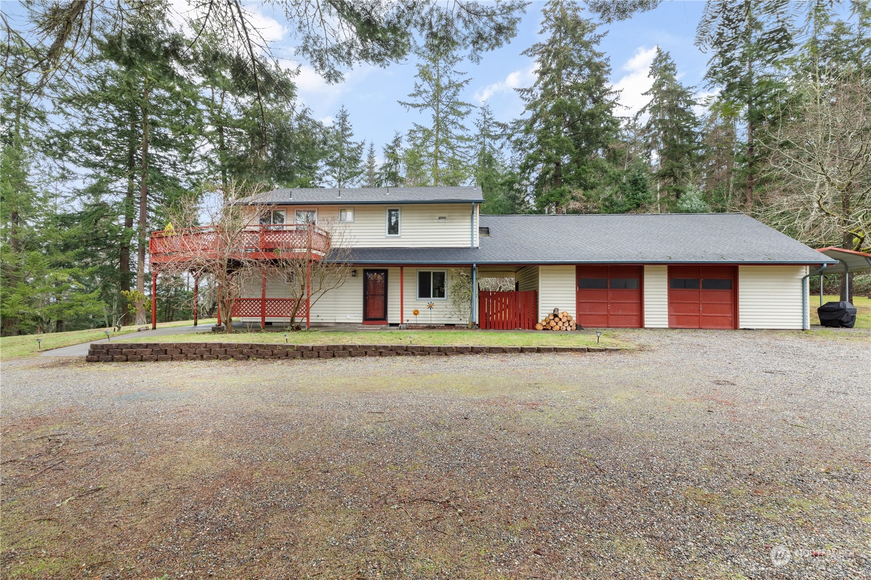 front view of a house with a street