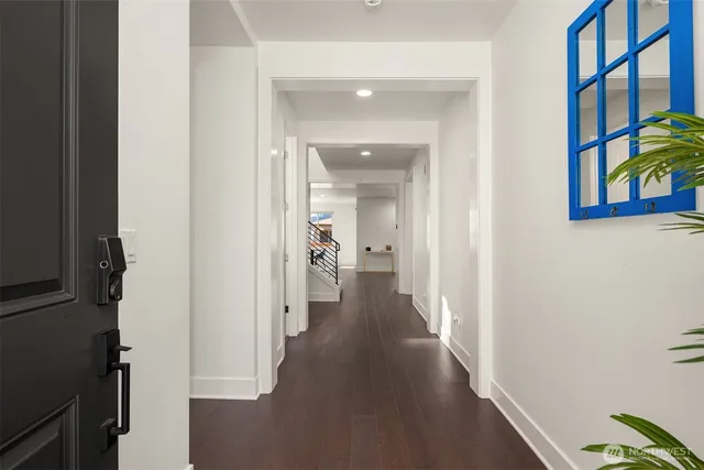 a view of a hallway with a elevator