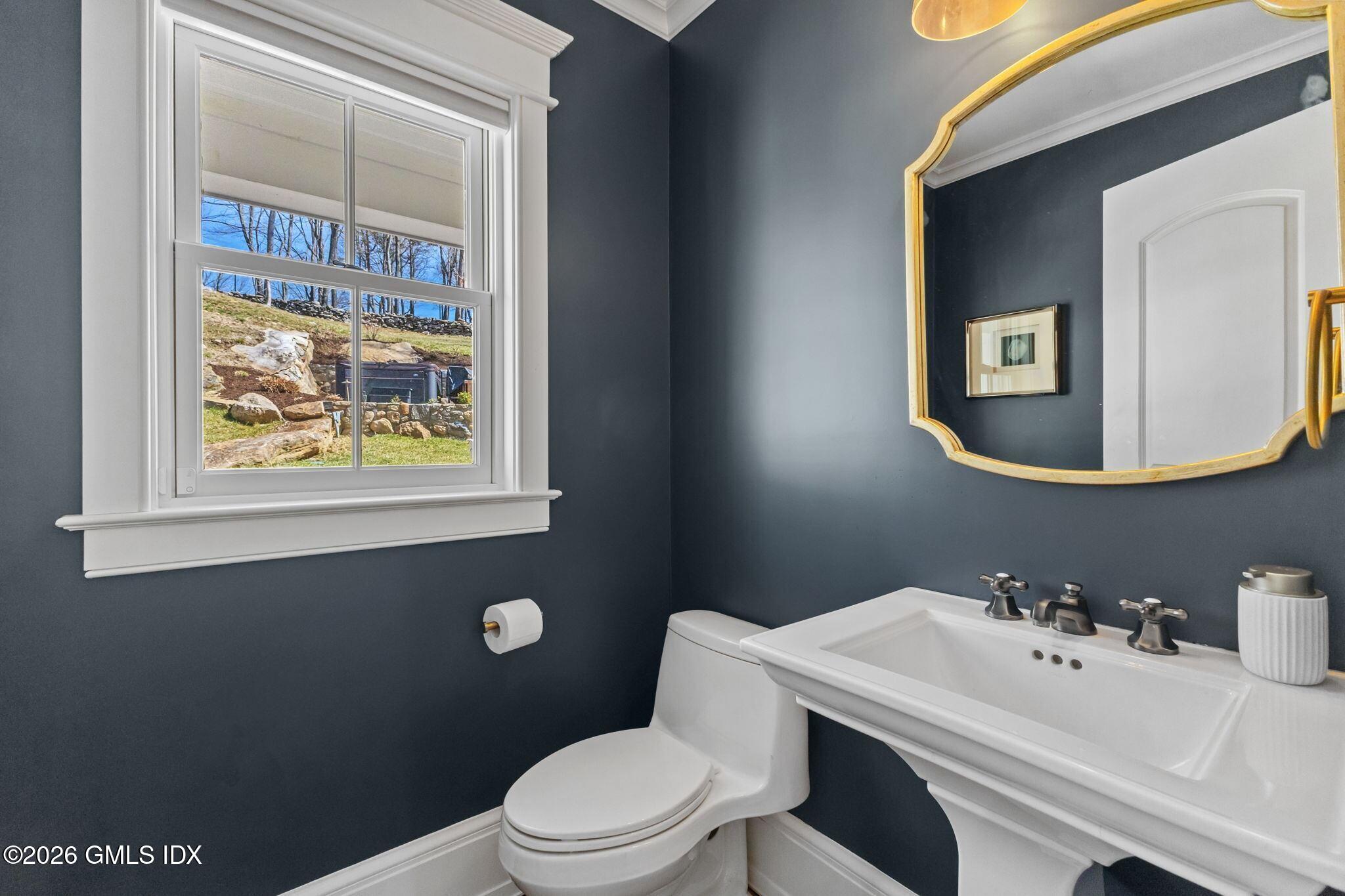 311 Riversville Road Greenwich, CT 06831 - Photo 11 of 32 a bathroom with a toilet a sink and mirror