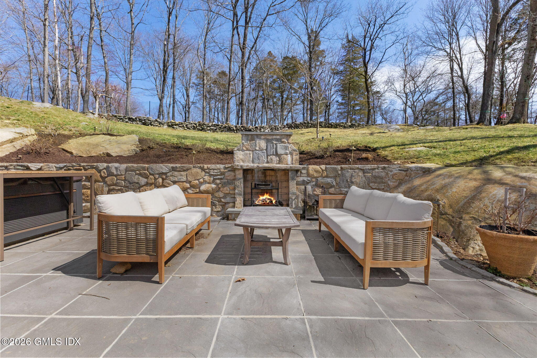 311 Riversville Road Greenwich, CT 06831 - Photo 27 of 32 Second Level Terrace with Fireplace & Ho