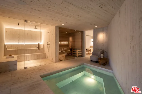 a bathroom with a bathtub