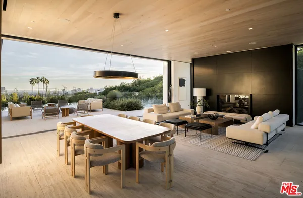 a view of a terrace with furniture
