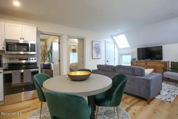 a view of a brick building with many windows