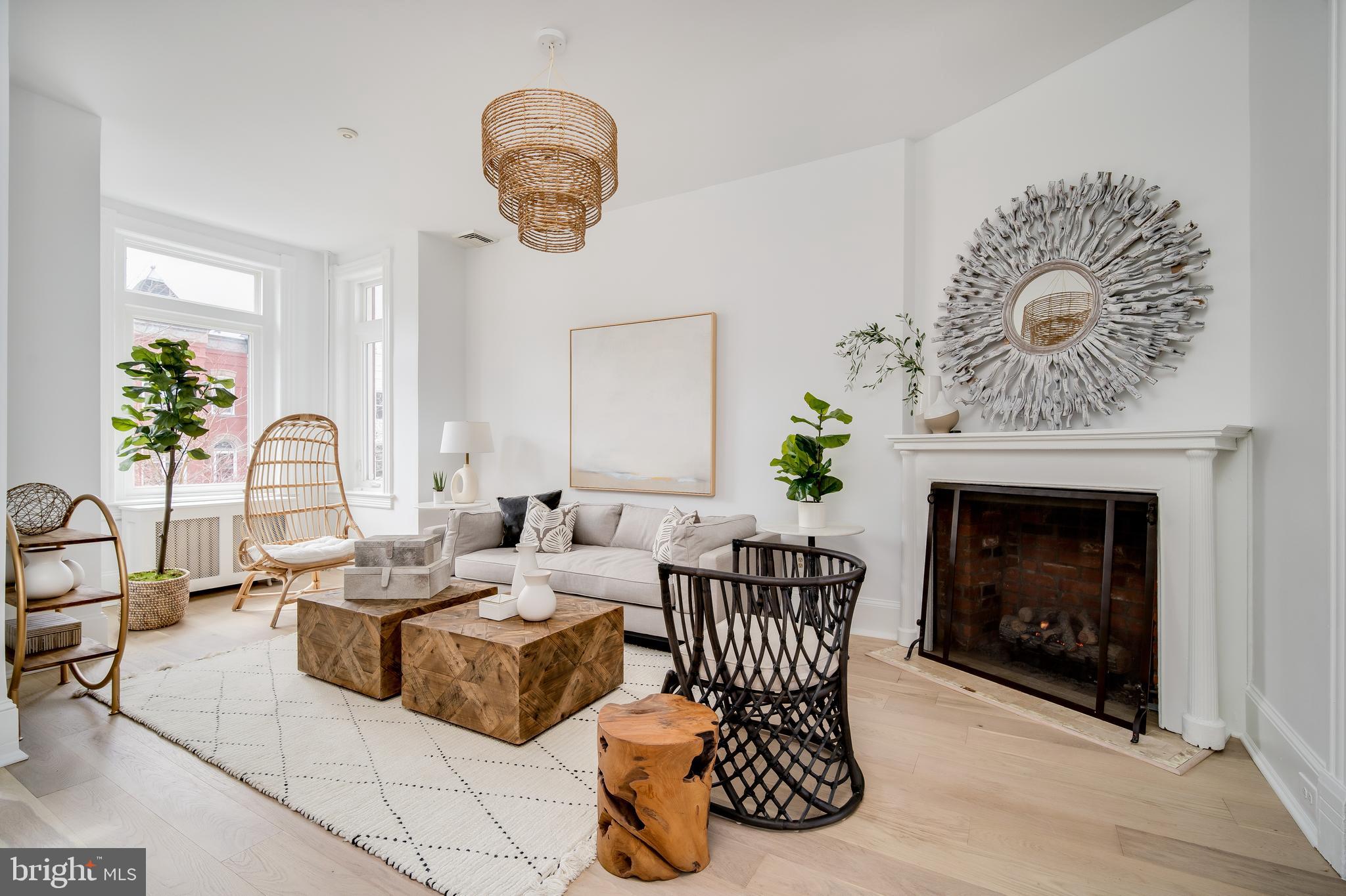 39 S Street Northwest Washington, DC 20001 - Photo 6 of 54 Gas Fireplace w Carved Wood Mantel
