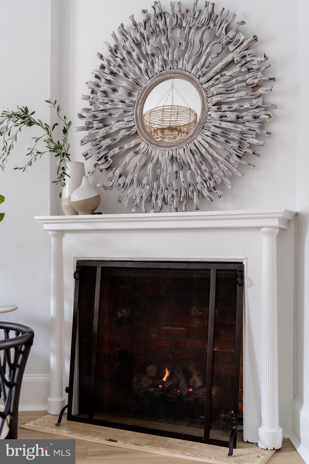 39 S Street Northwest Washington, DC 20001 - Photo 7 of 54 Detail: Gas Fireplace w Carved Wood Mantel
