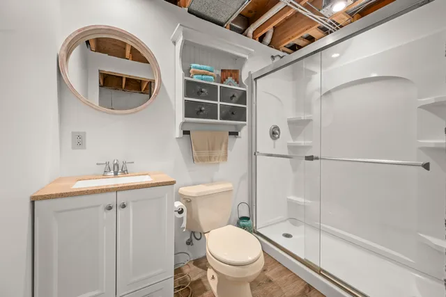 a view of yard with swimming pool and sitting area