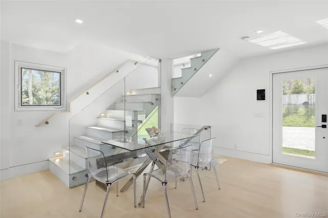 a view of entryway and workspace