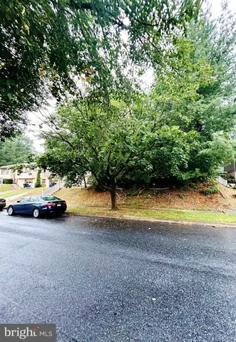 a view of yard with swimming pool and trees in the background