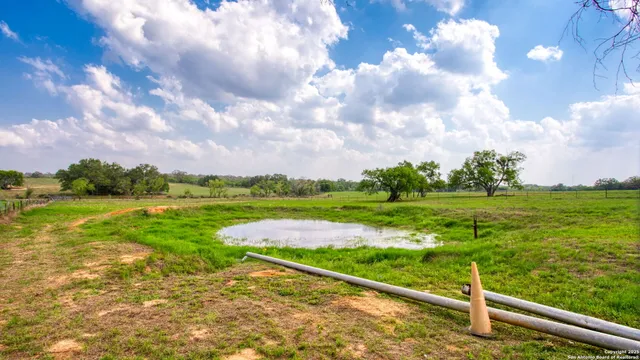 a view of a garden with an outdoor space