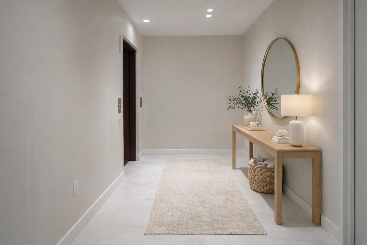 220 Southeast Mizner Boulevard, Unit PH907 Boca Raton, FL 33432 - Photo 20 of 29 a room with a table and a mirror