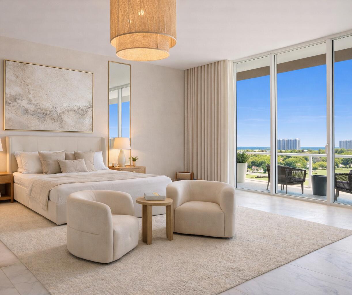 220 Southeast Mizner Boulevard, Unit PH907 Boca Raton, FL 33432 - Photo 10 of 29 a bedroom with furniture and large windows