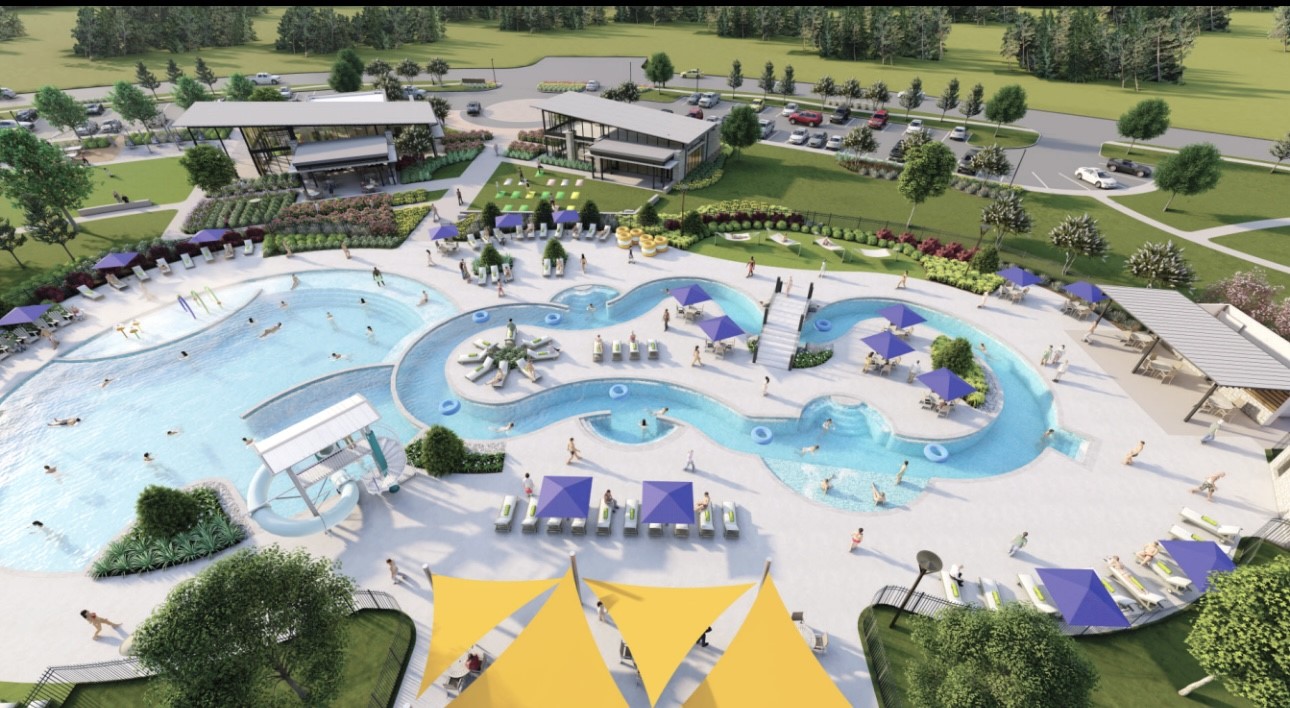 3029 Merganser Ridge Drive Katy, TX 77493 - Photo 28 of 42 an aerial view of a swimming pool patio and outdoor seating