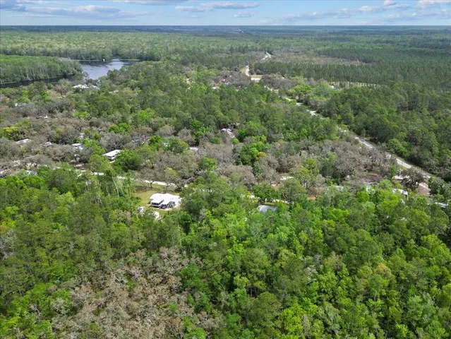 a view of a field of grass and trees