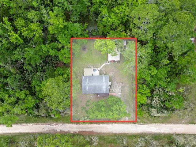 an aerial view of a house