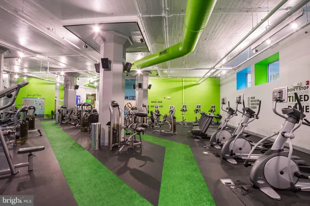 a view of a room with gym equipment