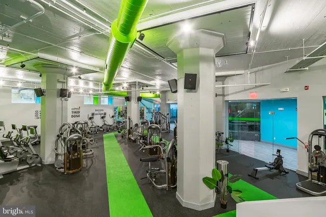 a view of a room with gym equipment