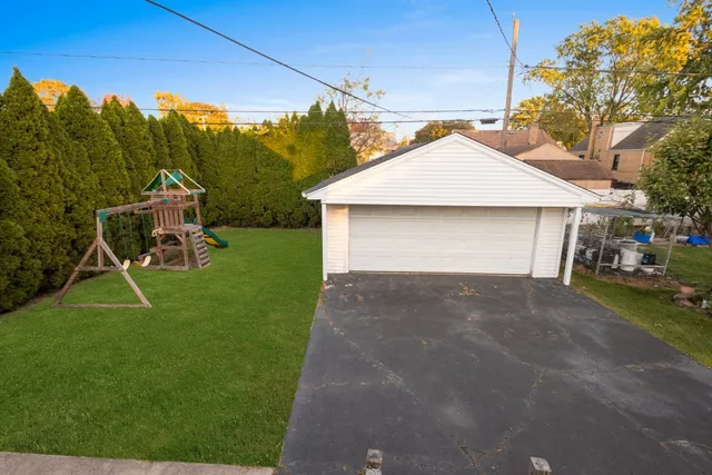 a view of a garage with a slide