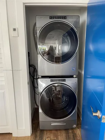 a utility room with a washer and dryer