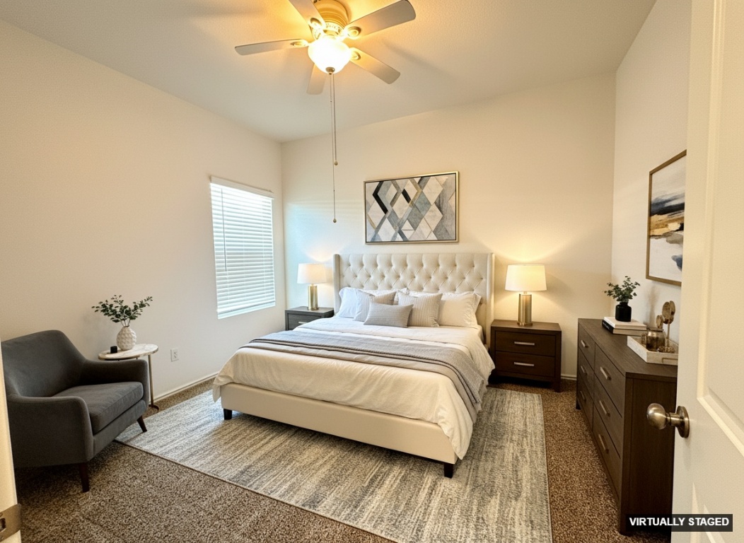 13410 Mussel Run Elgin, TX 78621 - Photo 8 of 32 a bedroom with a bed and wooden floor