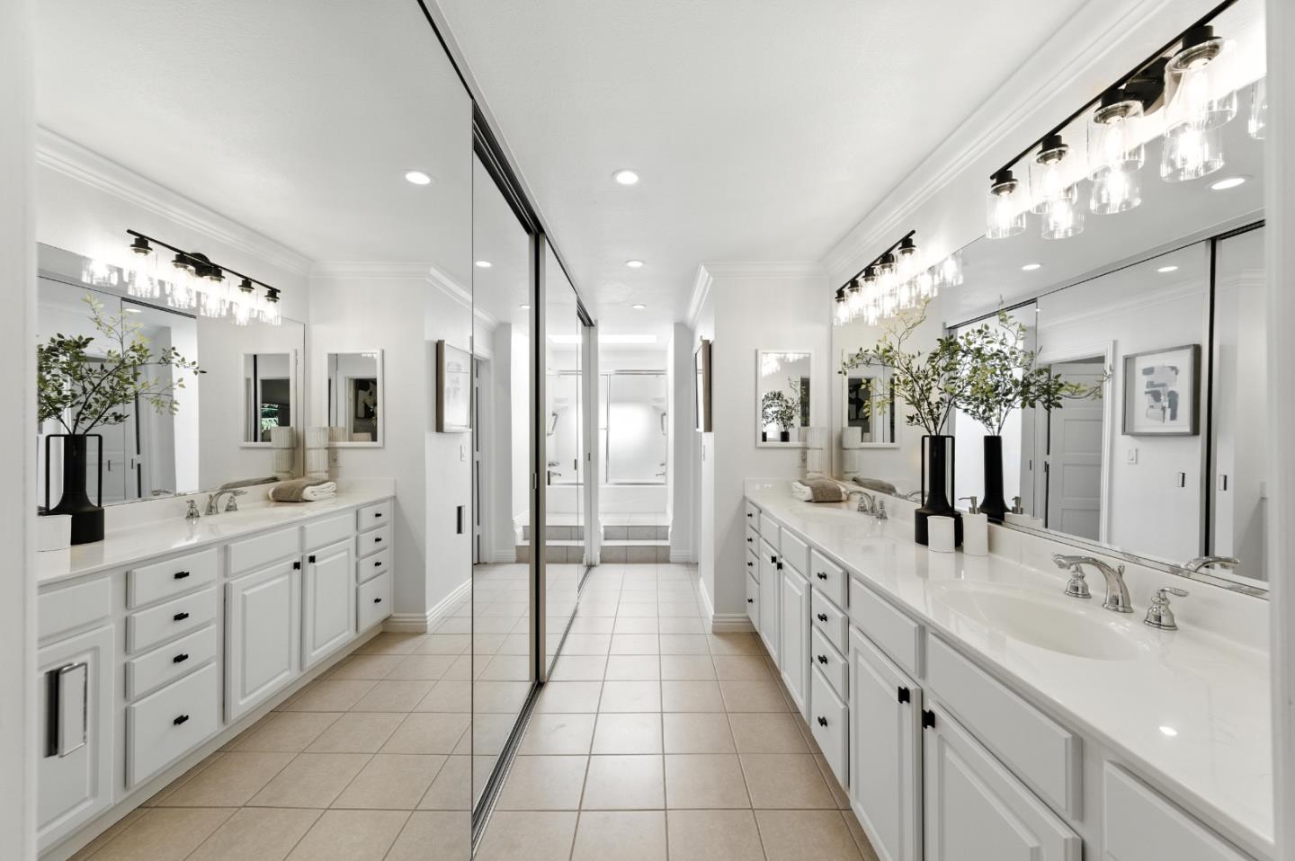 1 Los Altos Square Los Altos, CA 94022 - Photo 14 of 29 a large bathroom with a double vanity sink and a large mirror