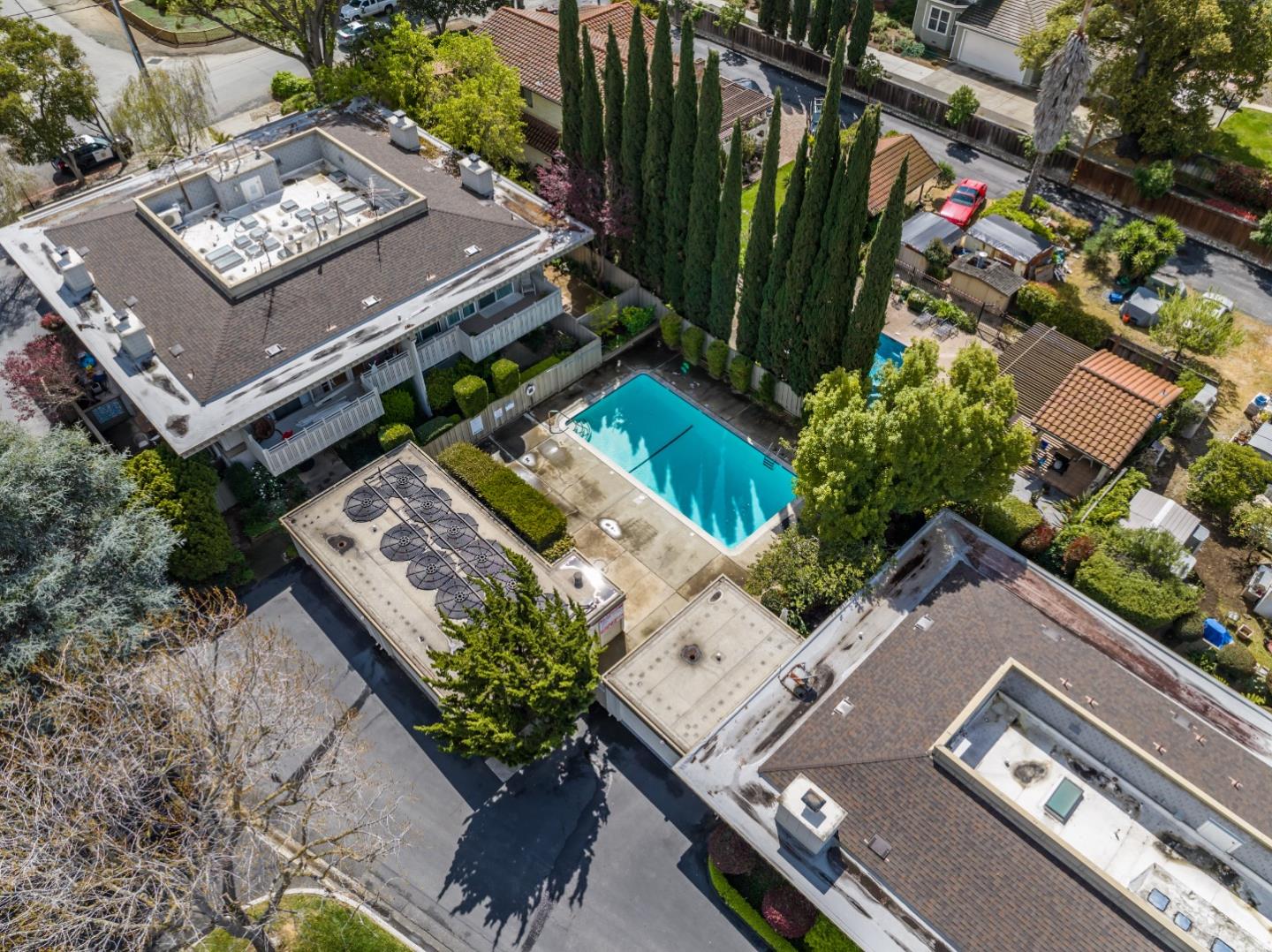 1 Los Altos Square Los Altos, CA 94022 - Photo 22 of 29 an aerial view of a residential apartment building with a yard