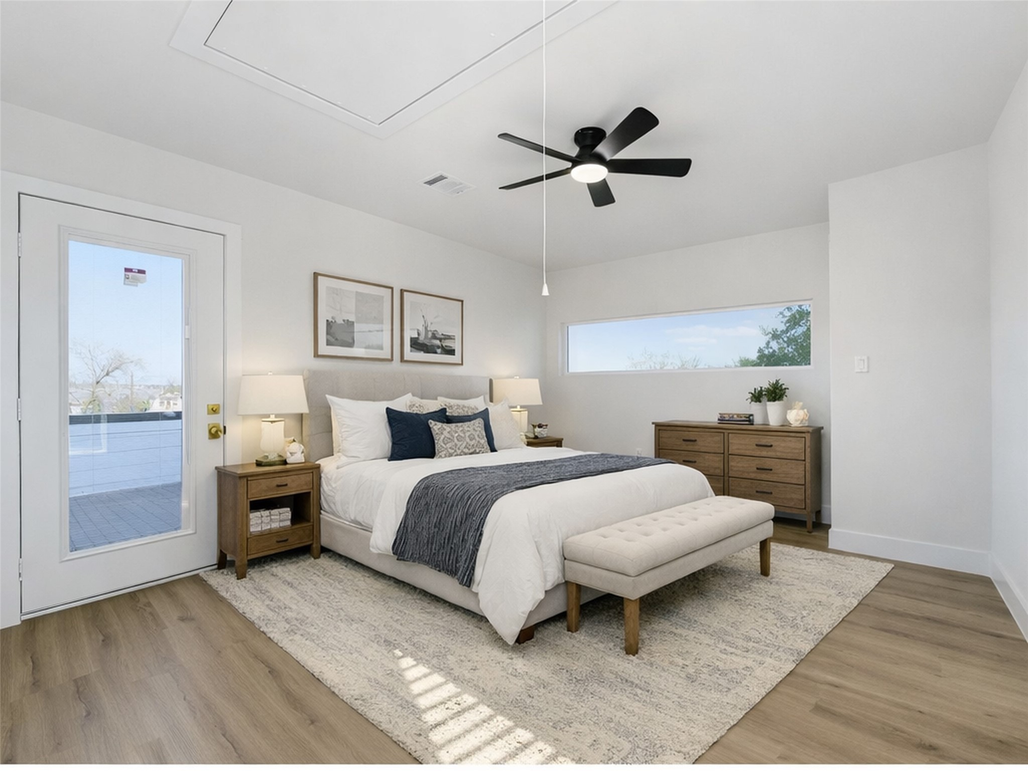 4208 Fox Street Houston, TX 77003 - Photo 27 of 43 a bedroom with a bed and ceiling fan