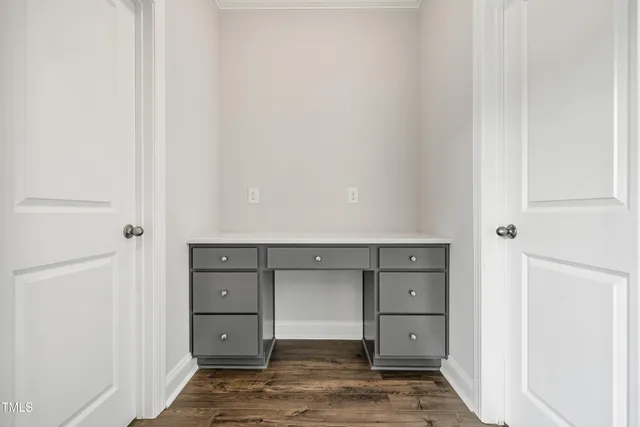 a view of an empty walk in closet