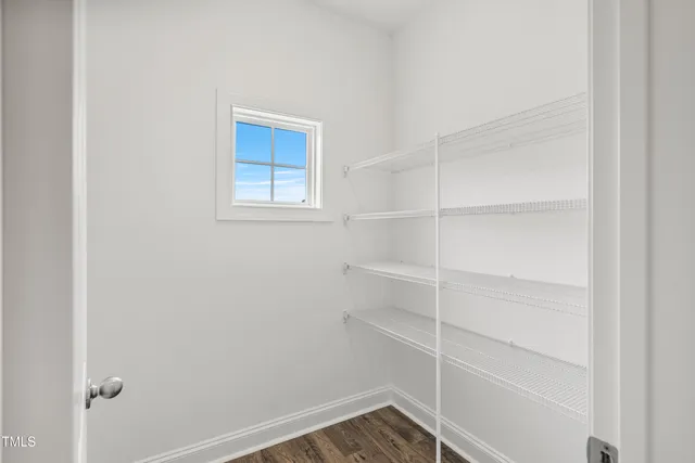 a view of an empty walk in closet