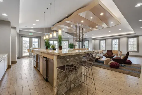 a kitchen with lots of counter top space