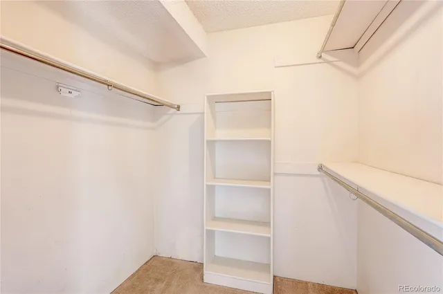 a view of an empty walk in closet