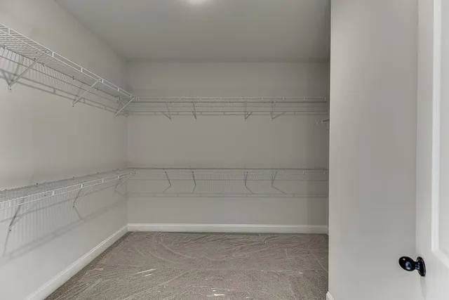 a view of a bathroom with a walk in closet
