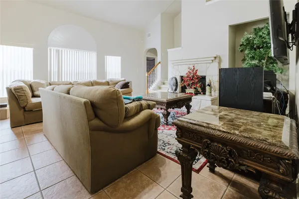 a living room with furniture