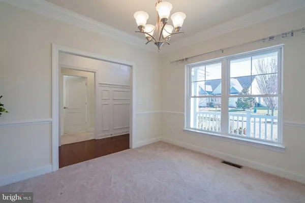 a view of a livingroom with a chandelier
