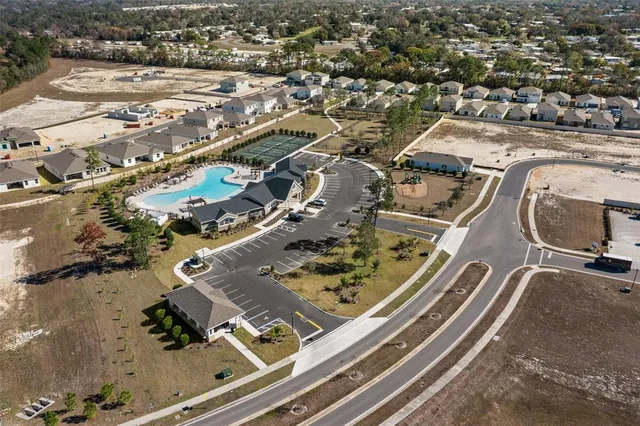 an aerial view of a residential building