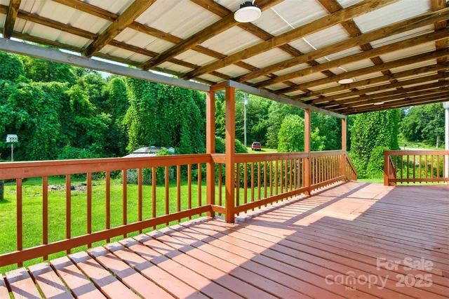 a view of a wooden deck