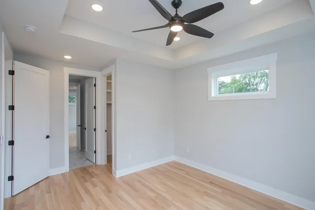 a view of an empty walk in closet