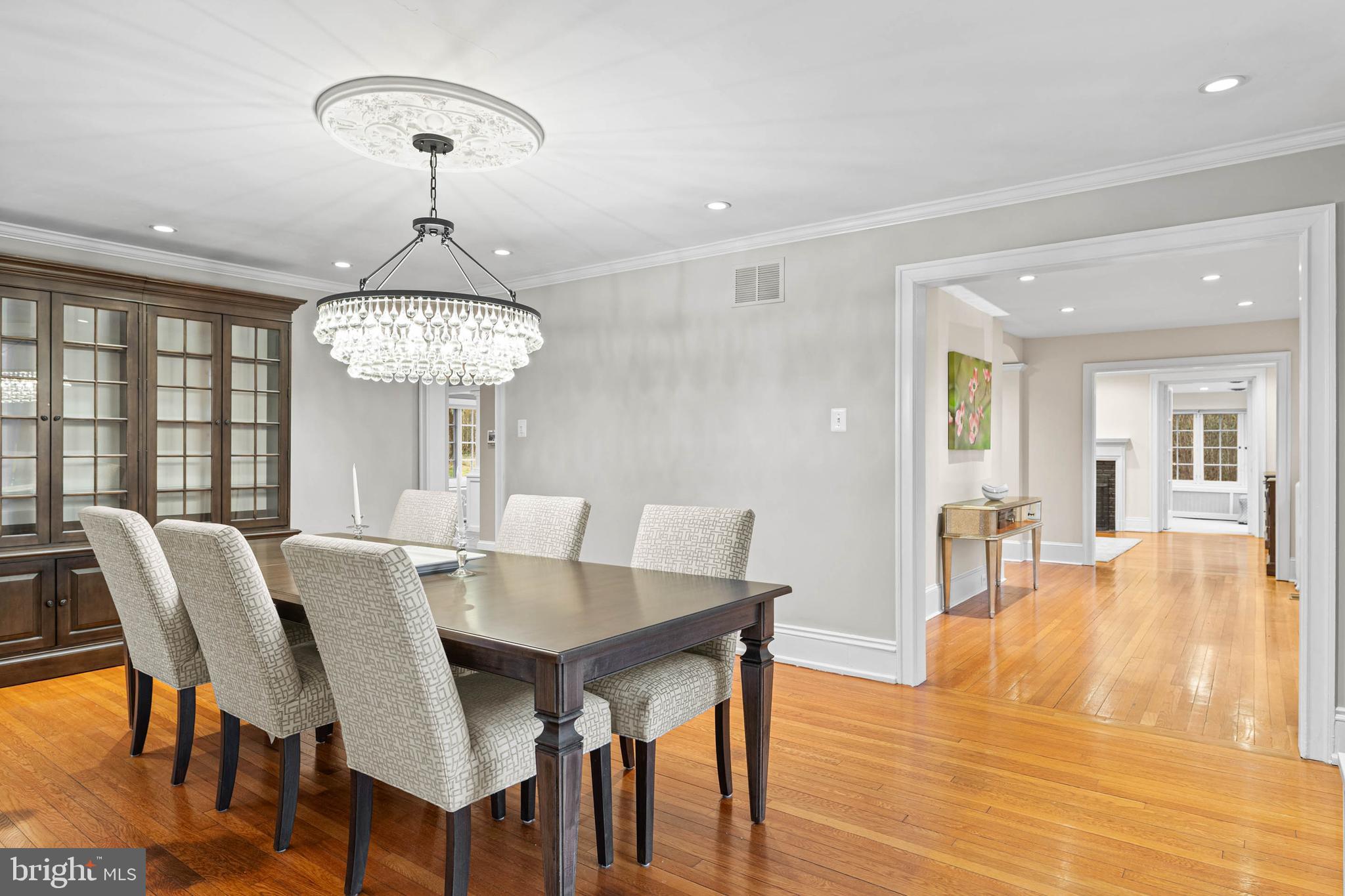 214 Roberts Road Ardmore, PA 19003 - Photo 4 of 63 a view of a dining room with furniture wooden floor and chandelier