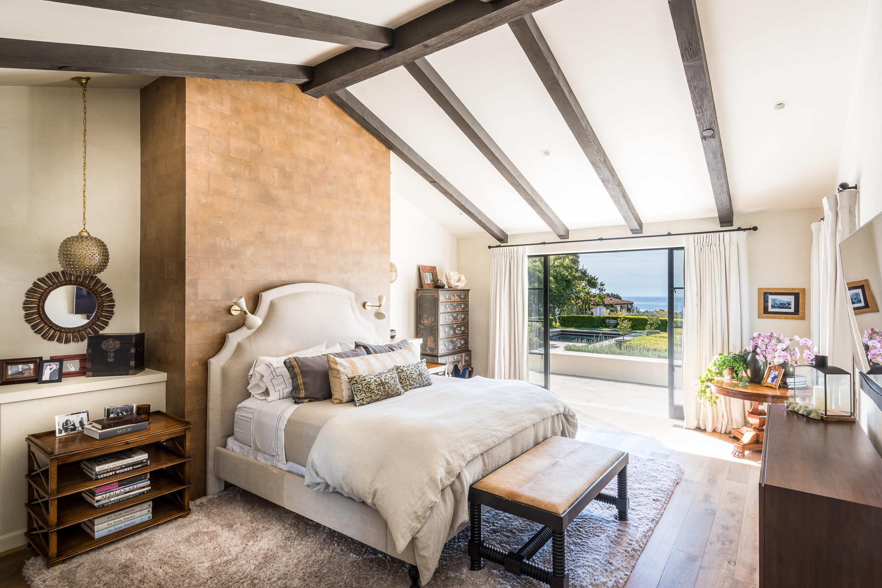 760 Riven Rock Road Montecito, CA 93108 - Photo 23 of 50 a bedroom with a bed and a large window with outer view