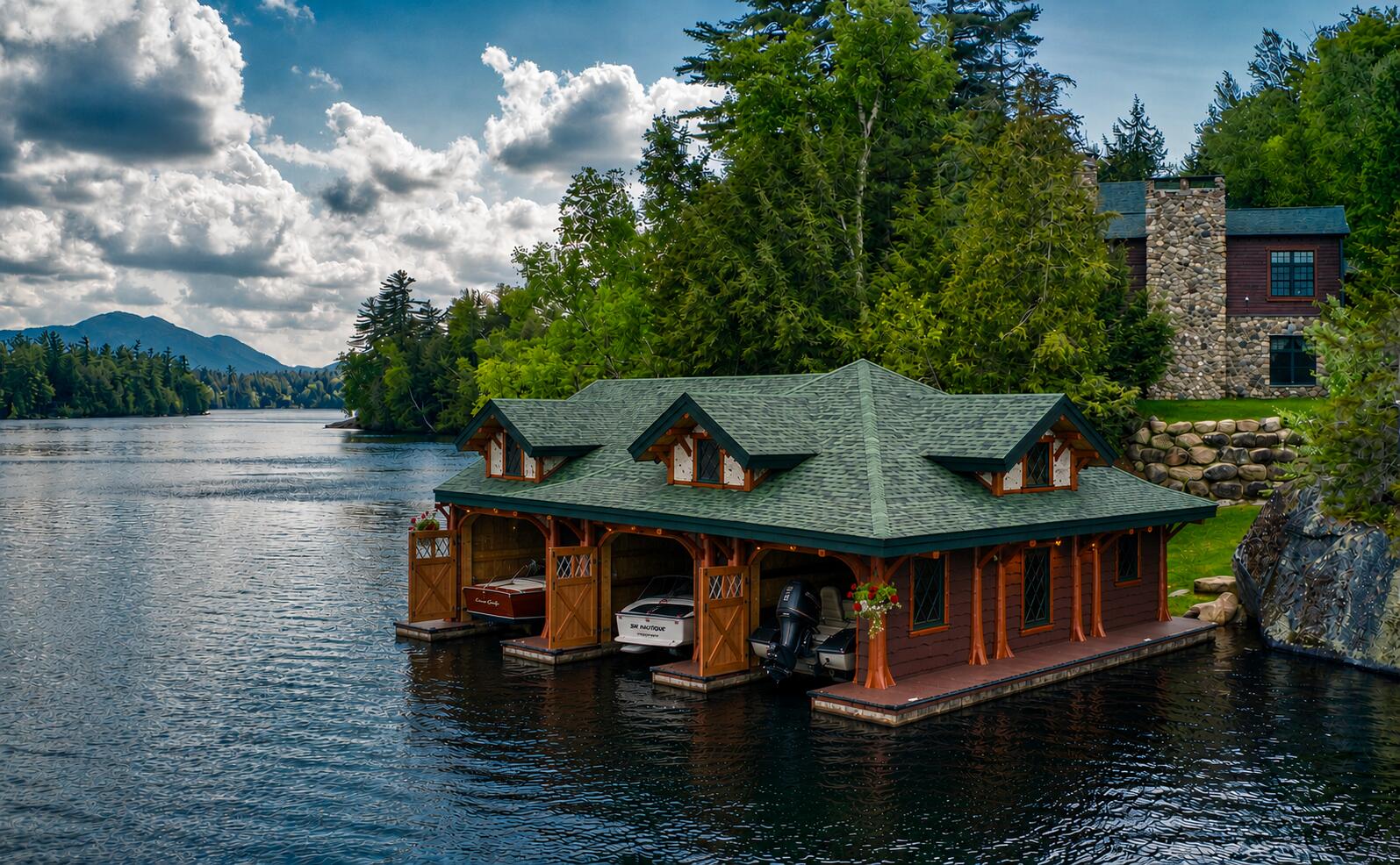 225 West Shore Road Saranac Lake, NY 12983 - Photo 4 of 71 This photo is AI modified to depict the boats in the boathouse based on early season ability to shoot.