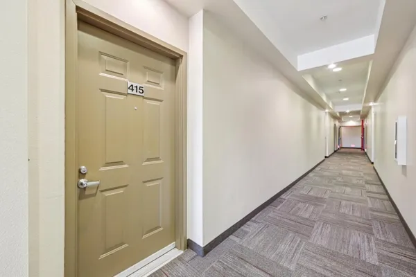 a view of a hallway with a elevator