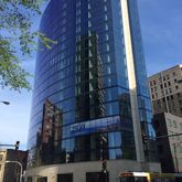 a front view of a building with street view