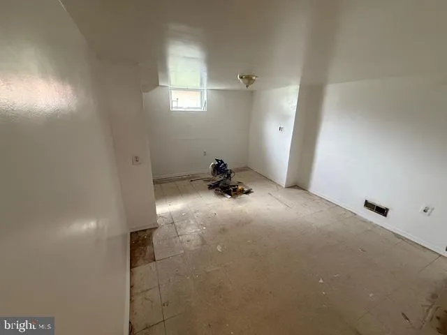 a view of a room with a window