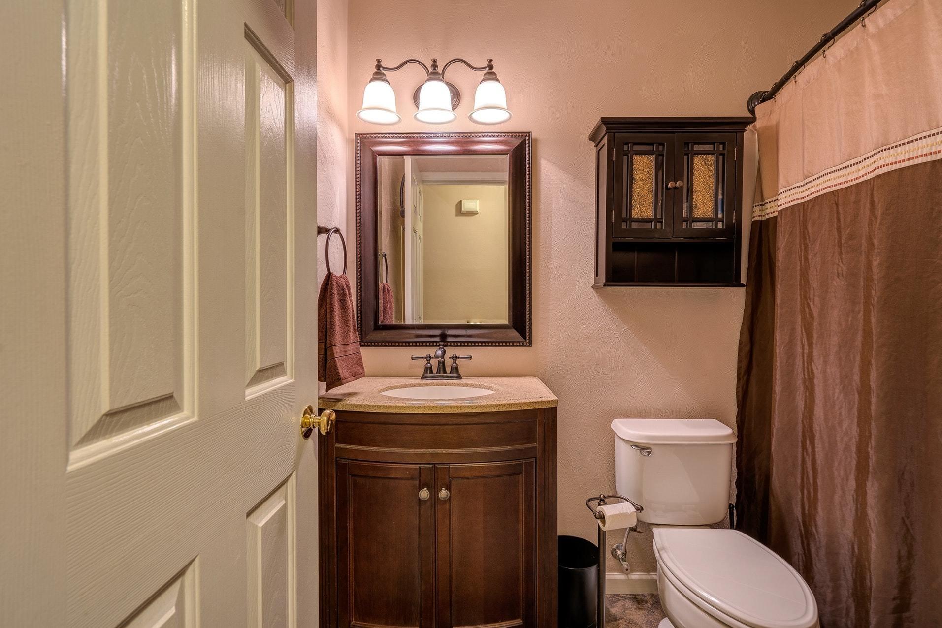 4203 Daugherty Road Salem, VA 24153 - Photo 16 of 35 a bathroom with a toilet a sink and mirror