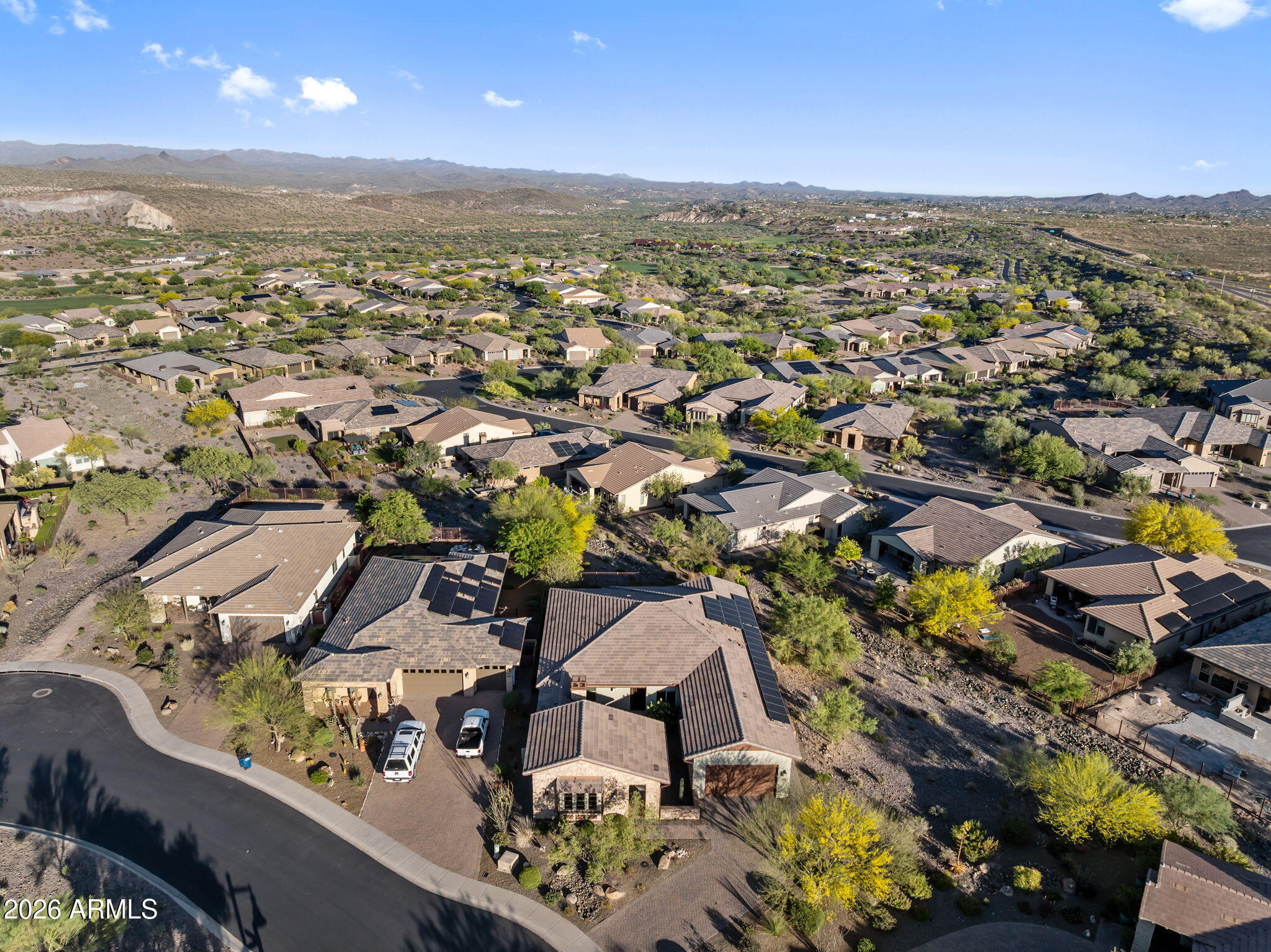 3675 Gold Ridge Road Wickenburg, AZ 85390 - Photo 52 of 58 an aerial view of residential houses with outdoor space