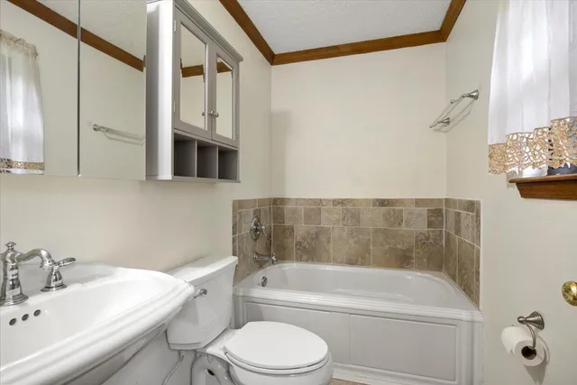 a bathroom with a toilet sink and bathtub
