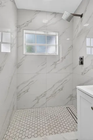 a bathroom with a shower