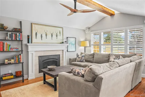 a living room with furniture window and a fireplace
